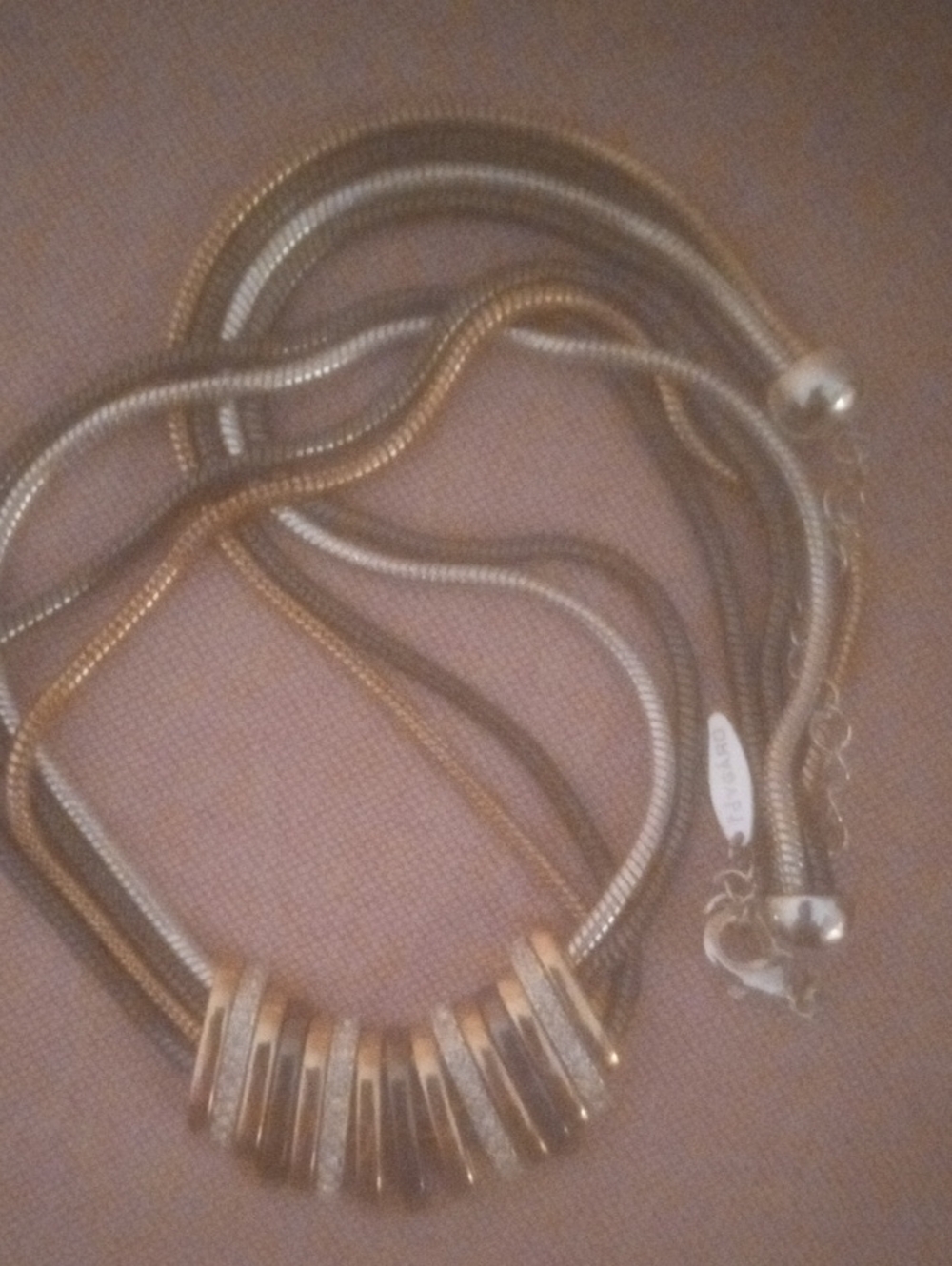 Two-Tone Gold and Silver Multi-Strand Pendant Necklace